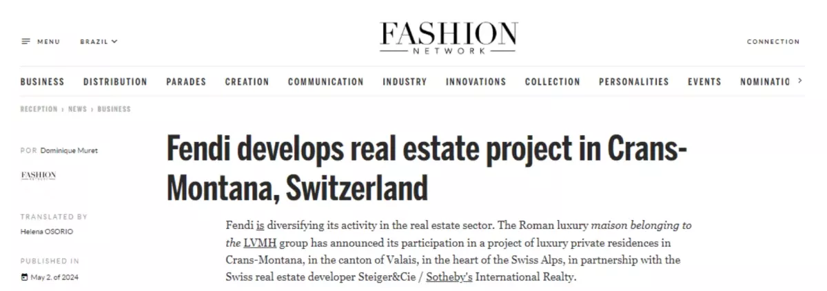 Fendi desenvolve um projeto imobiliário no coração dos Alpes suíços! Por quê?